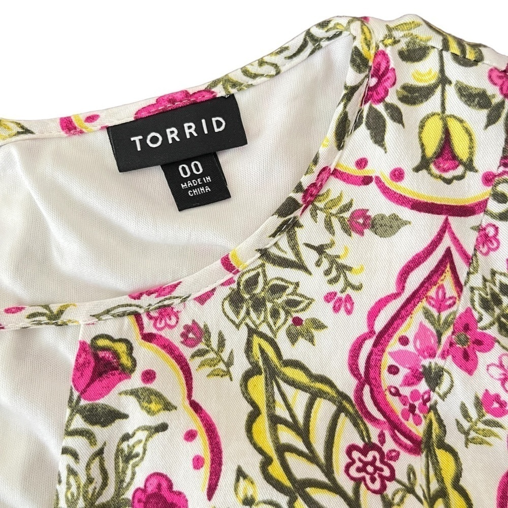 Torrid Ivory Floral Print Challis Skater Dress Size 00 (Size 10 M/L) - Picture 7 of 9